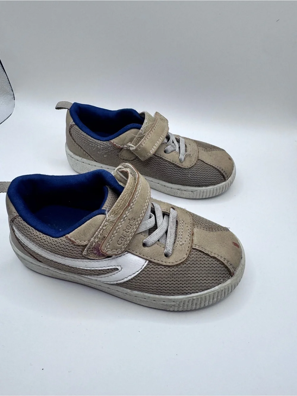 Carter's Tan, White and Blue Velcro Sneakers for Kids - Kidcore - 9